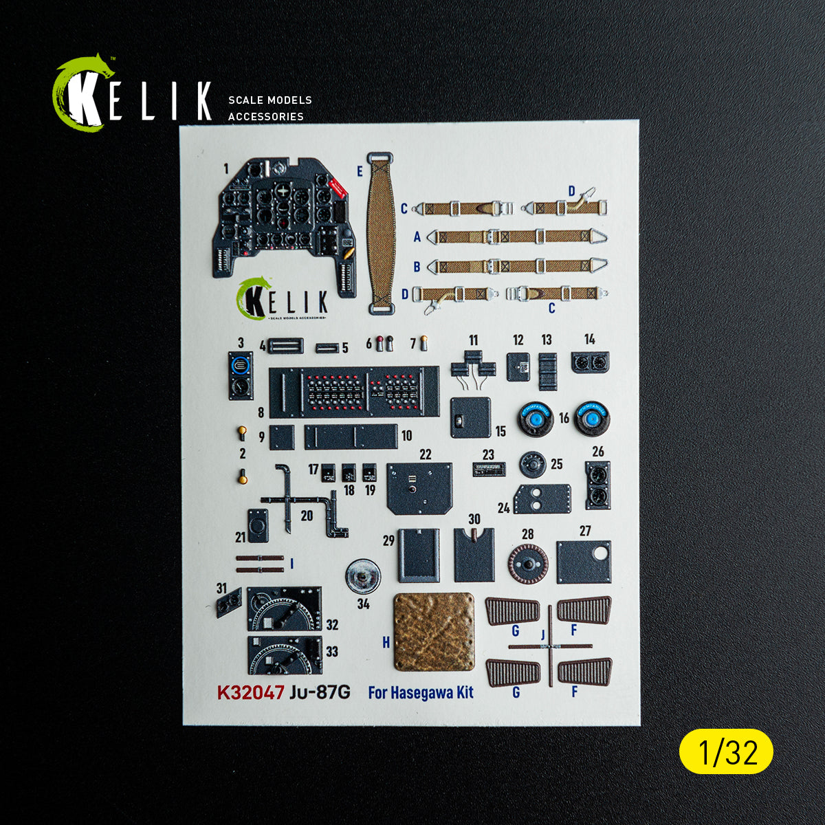KELIK K32047 Ju-87G - interior 3D decals for Hasegawa kit 1/32 – immagine 2