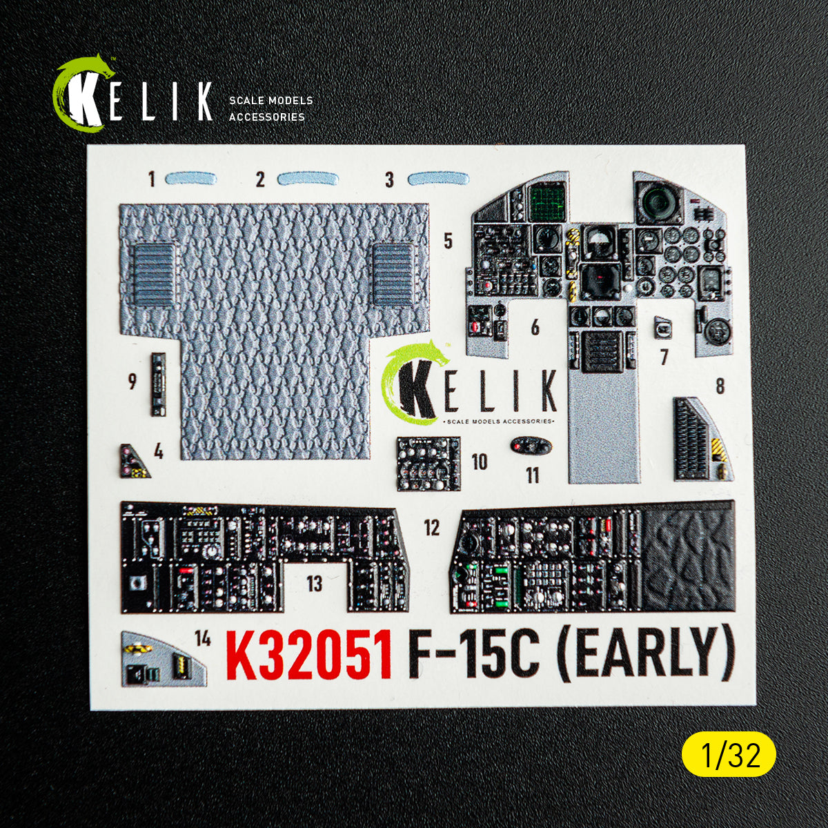 KELIK K32051 F-15C (early) - interior 30 decals for Tamiya kit 1/32 – immagine 2