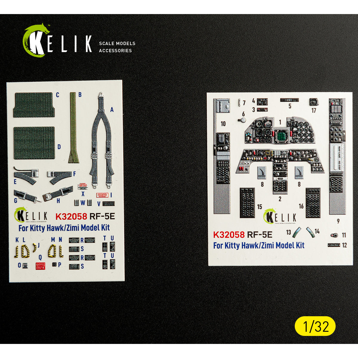 KELIK K32058 RF-5E - interior 3D decals for Kitty Hawk/Zimi models kit 1/32 – Bild 2