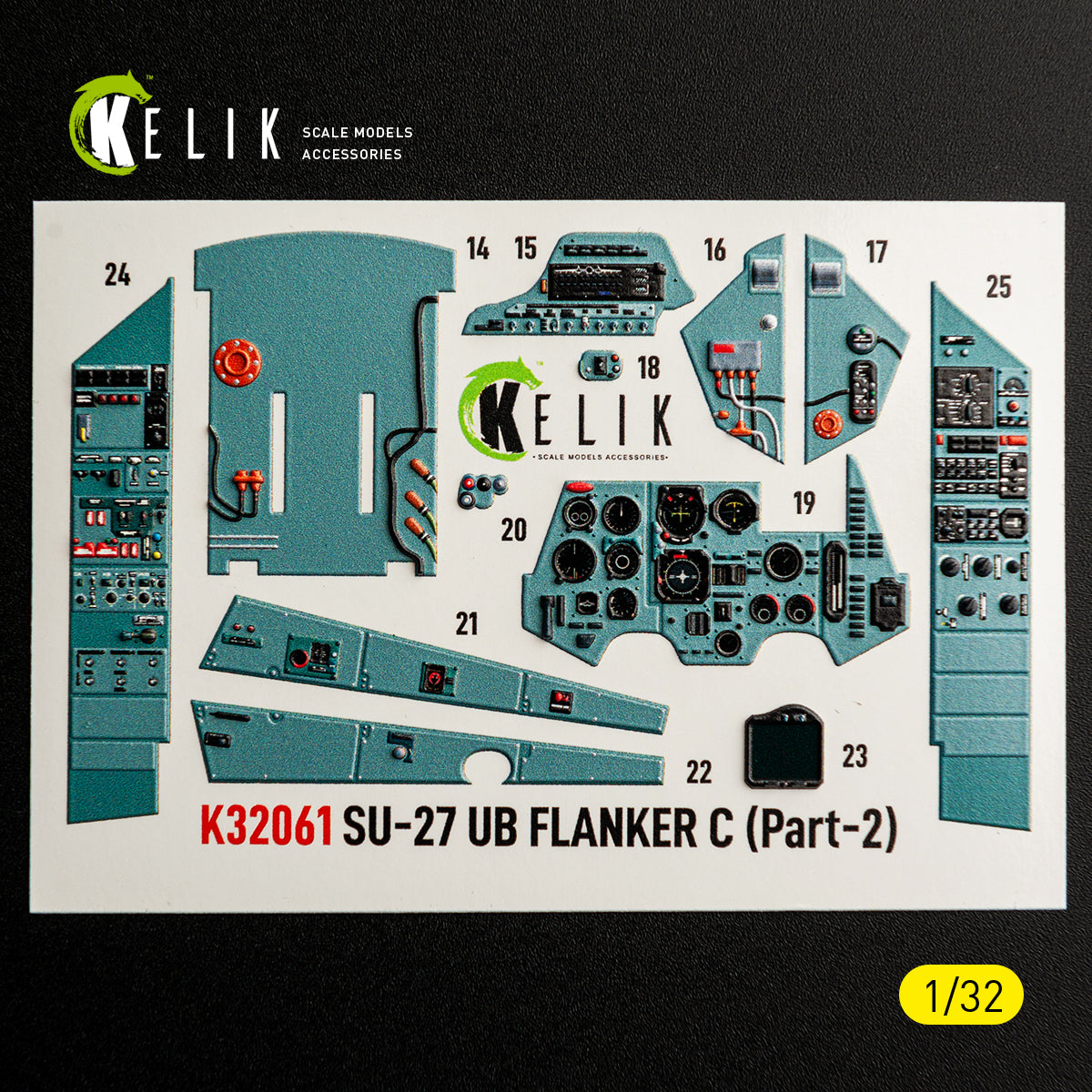 KELIK K32061 SU-27UB Flanker C - interior 3D decals for Trumpeter kit 1/32 – obrázek 2