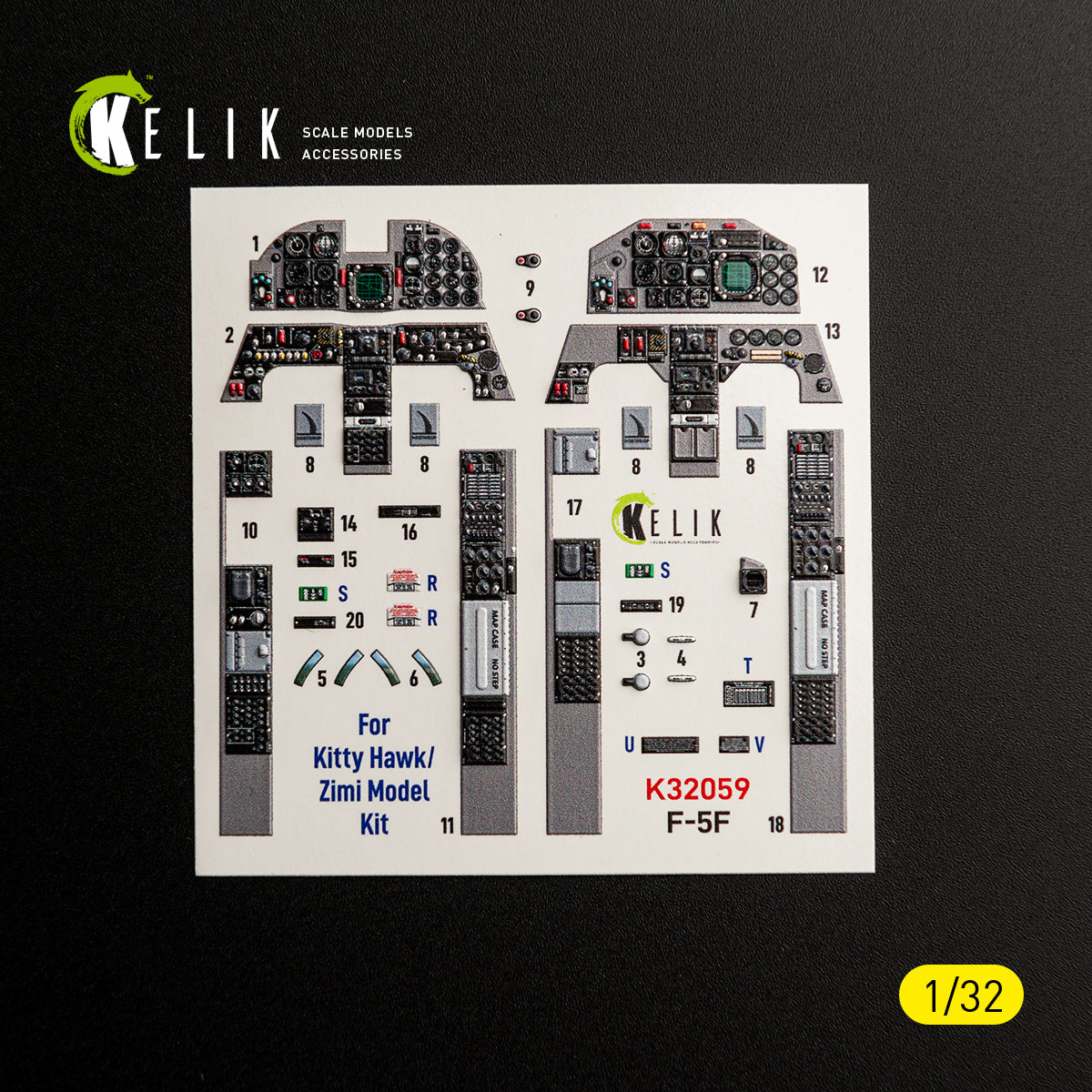 KELIK K32059 F-5F - interior 3D decals for Kitty Hawk/Zimi models kit 1/32 – obrázek 9