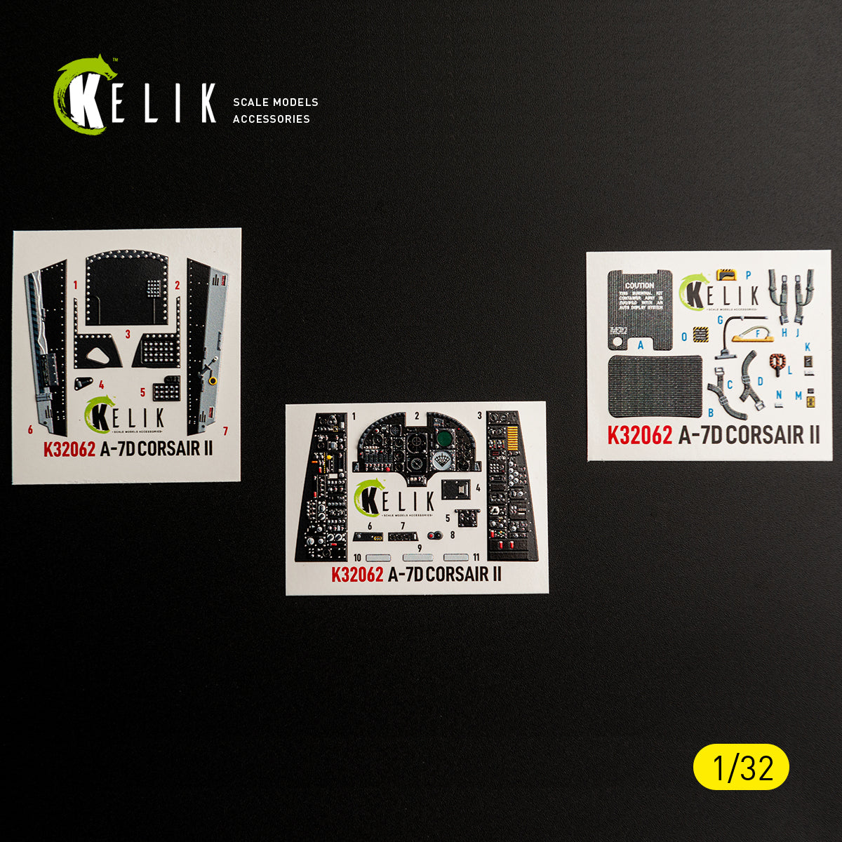 KELIK K32062 A-7D CORSAIR II - interior 30 decals for Trumpeter kit 1/32 – immagine 5