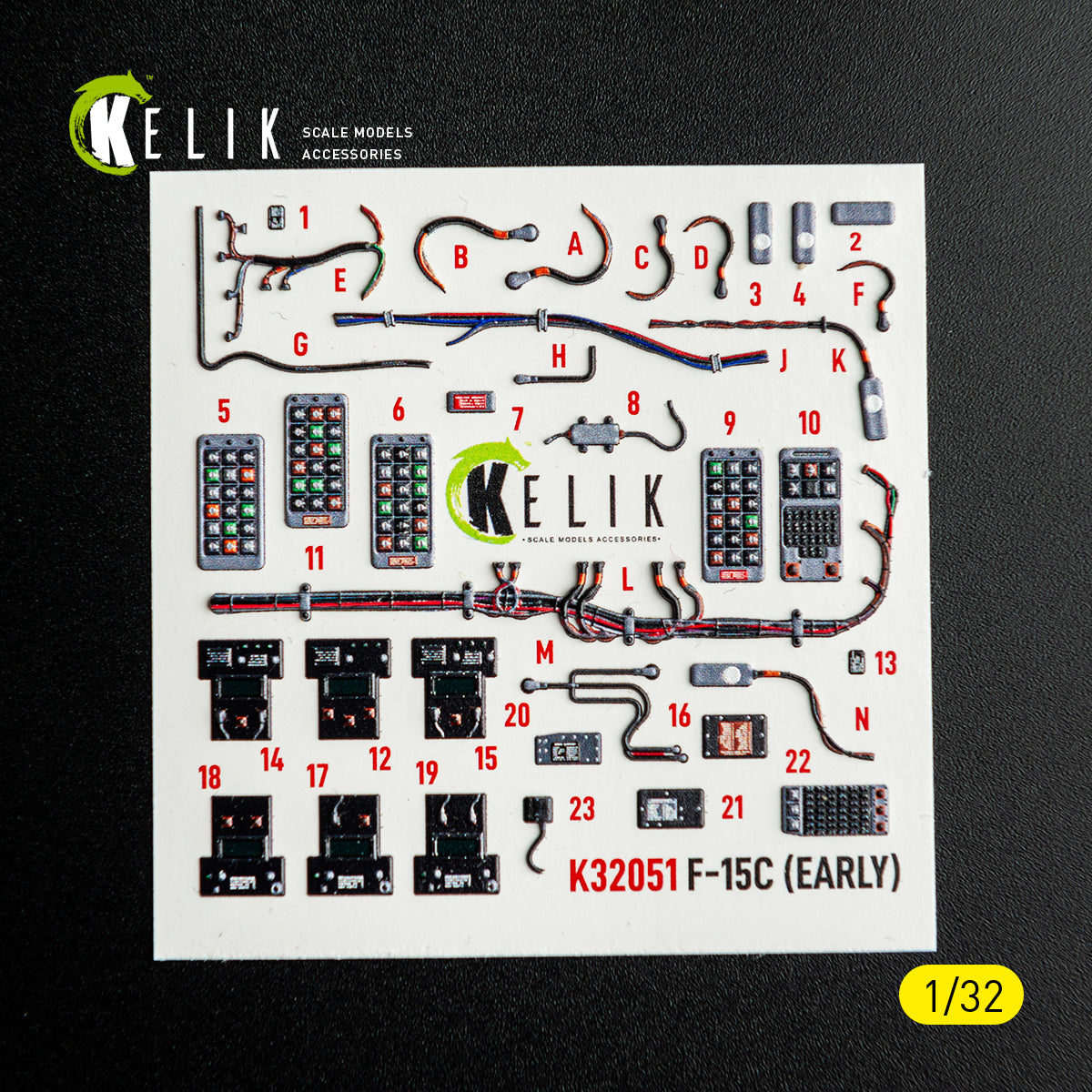 KELIK K32051 F-15C (early) - interior 30 decals for Tamiya kit 1/32 – immagine 9