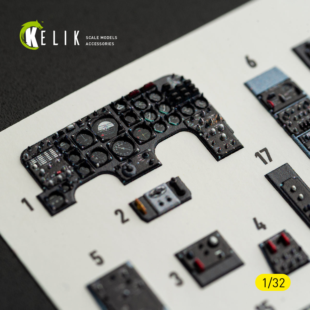 KELIK K32054 0V-10A/C Bronco - interior 3D decals for Kitty Hawk/Zimi models kit 1/32 – obrázek 5