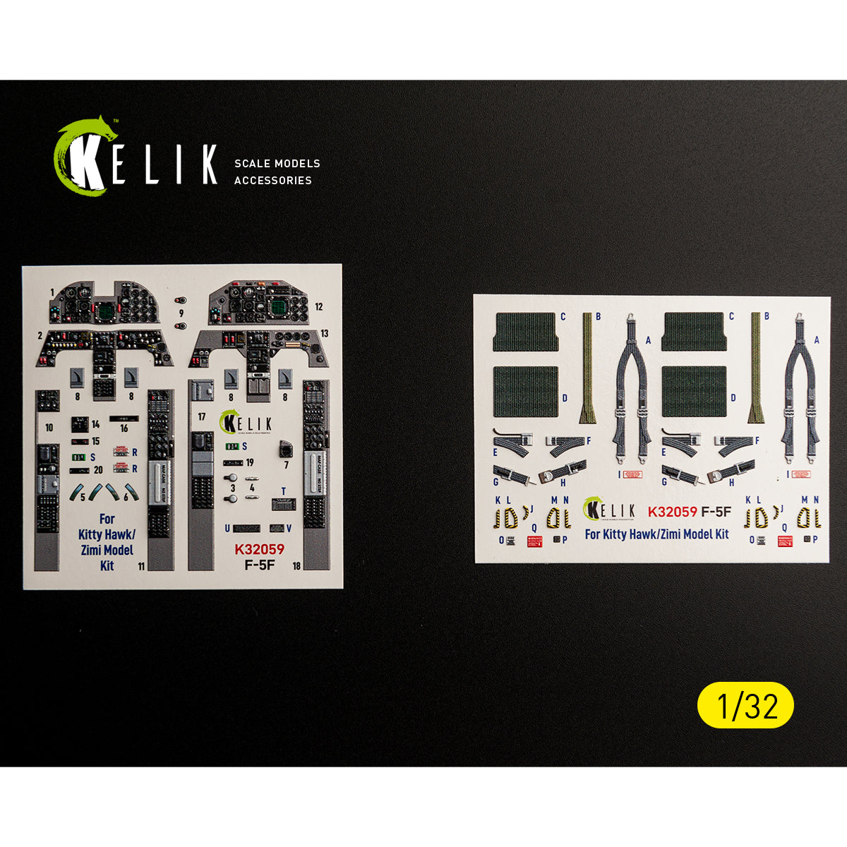 KELIK K32059 F-5F - interior 3D decals for Kitty Hawk/Zimi models kit 1/32 – obrázek 16