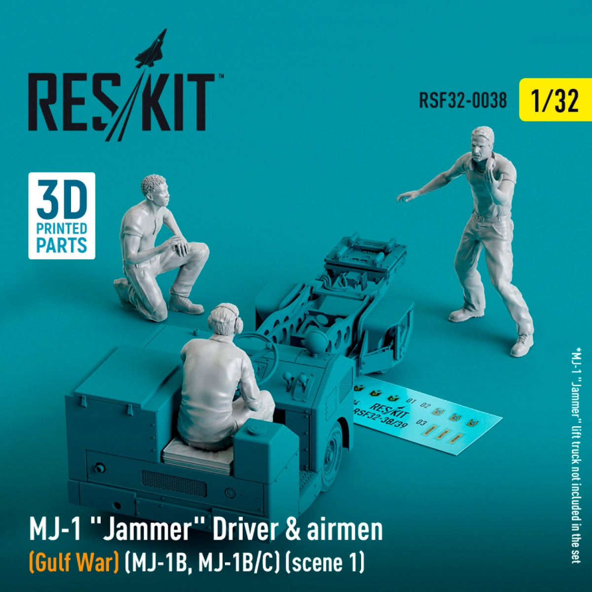 RESKIT RSF32-0038 MJ-1 Jammer Driver airmens (Gulf War) (MJ-1B, MJ-1B/C) (scene 1) (3 pcs) (3D Printed) 1/32 – image 2