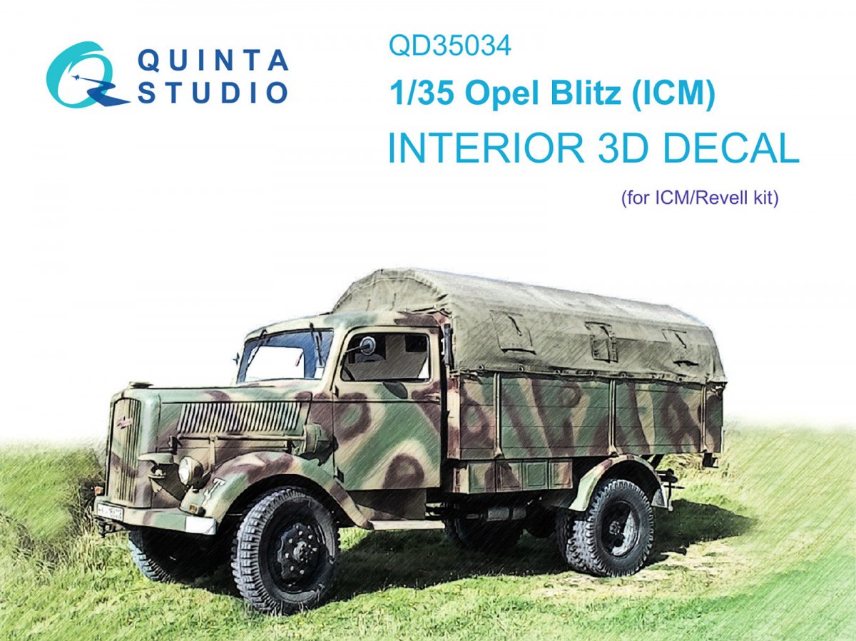 Quinta Studio QD35034 Opel Blitz 3D-Printed &amp;amp; coloured Interior on decal paper (ICM) 1/35