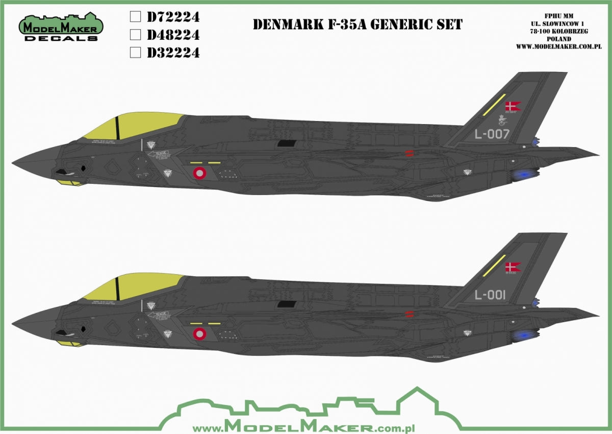 ModelMaker Decals D48224 Denmark F-35A - generic set 1/48