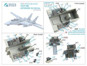 Quinta Studio QDS-32033 F-14D 3D-Printed &amp;amp; coloured Interior on decal paper ( Trumpeter ) (small version) 1/32 – zdjęcie 2