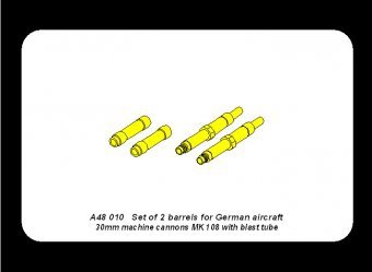 Aber A48 010 Set of 2 barrels for German aircraft 30mm machine cannons MK 108 with blast tube 1/48 – image 5