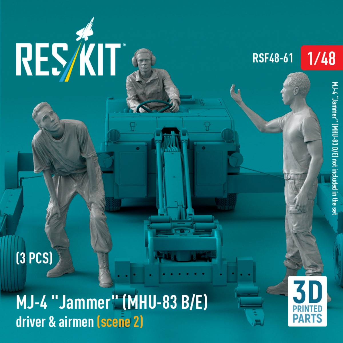 RESKIT RSF48-0061 MJ-4 &amp;quot;Jammer&amp;quot; (MHU-83 B/E) driver &amp;amp; airmen (scene 2) (3 pcs) (3D Printed) 1/48 – zdjęcie 3