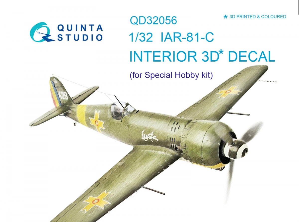 Quinta Studio QD32056 IAR - 81C 3D-Printed &amp; colored Interior on decal paper (for Special Hobby kit) 1/32