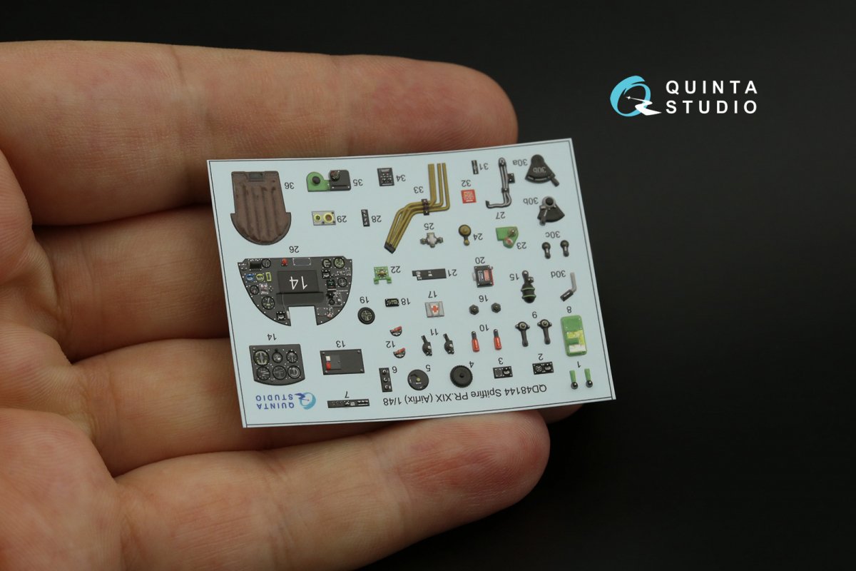 Quinta Studio QD48144 Spitfire PR.XIX 3D-Printed &amp;amp; coloured Interior on decal paper (Airfix) 1/48 – zdjęcie 5