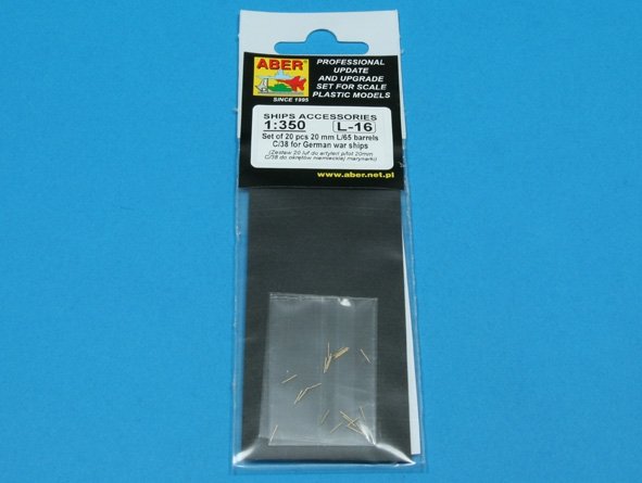 Aber 350L-16 Set of 20 pcs 20 mm L/65 barrels C/38 for German ships 1/350 – image 3