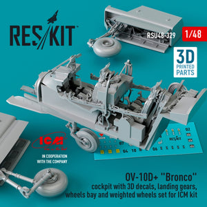 RESKIT RSU48-0329 OV-10D+ &amp;quot;BRONCO&amp;quot; COCKPIT WITH 3D DECALS, LANDING GEARS, WHEELS BAY AND WEIGHTED WHEELS SET FOR ICM KIT (3D PRINTED) 1/48 – zdjęcie 2