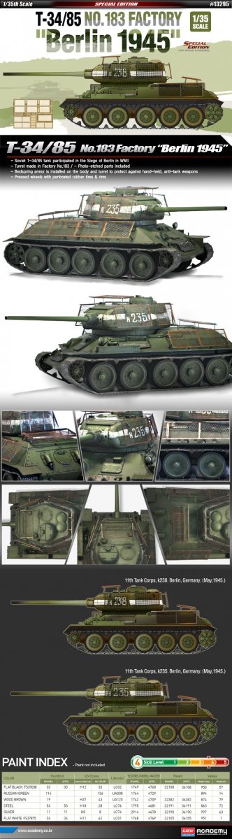 Academy 13295 T-34/85 No.183 Factory Berlin 1945 – zdjęcie 2