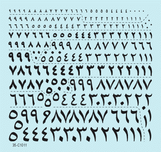 Star Decals 35-C1011 Arabic numerals 1. BLACK 0-9 3 1/35 – zdjęcie 2