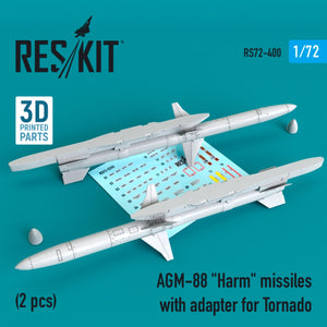 RESKIT RS72-0400 AGM-88 &amp;quot;HARM&amp;quot; MISSILES WITH ADAPTER FOR TORNADO (2 PCS) 1/72