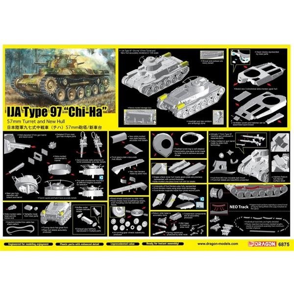 Dragon 6875 TYPE 97 &amp;quot;CHI-HA&amp;quot; 57mm w/NEW HULL 1/35 – image 2