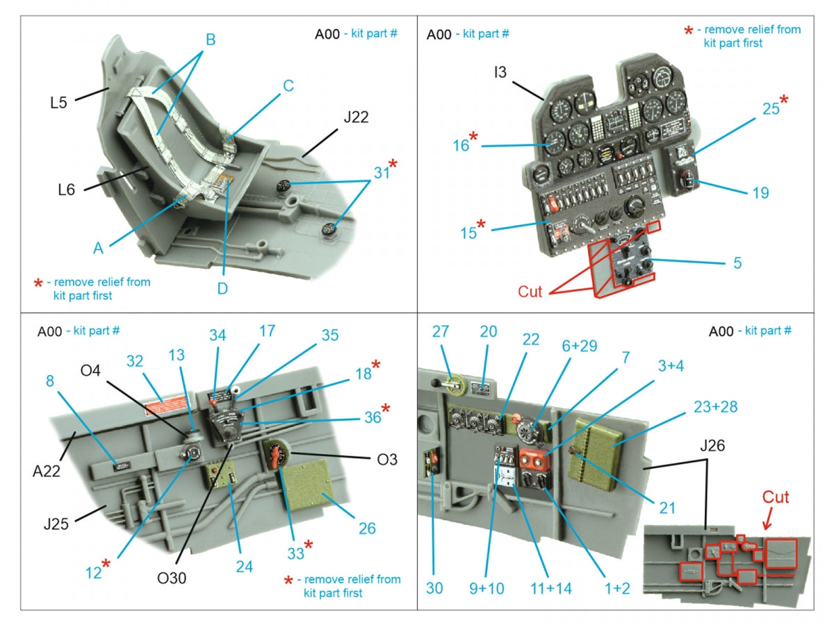 Quinta Studio QD32217 P-40N early 3D-Printed coloured Interior on decal paper (Hasegawa/Eduard) 1/32 – zdjęcie 2