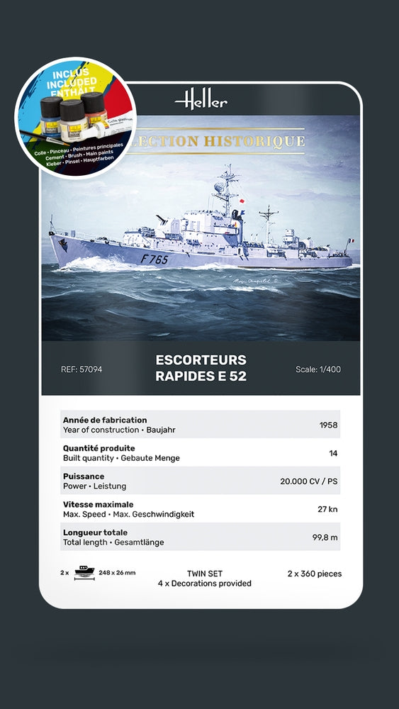 Heller 57094 Escorteurs Rapides E 52 Starter Kit 1/400 – zdjęcie 7