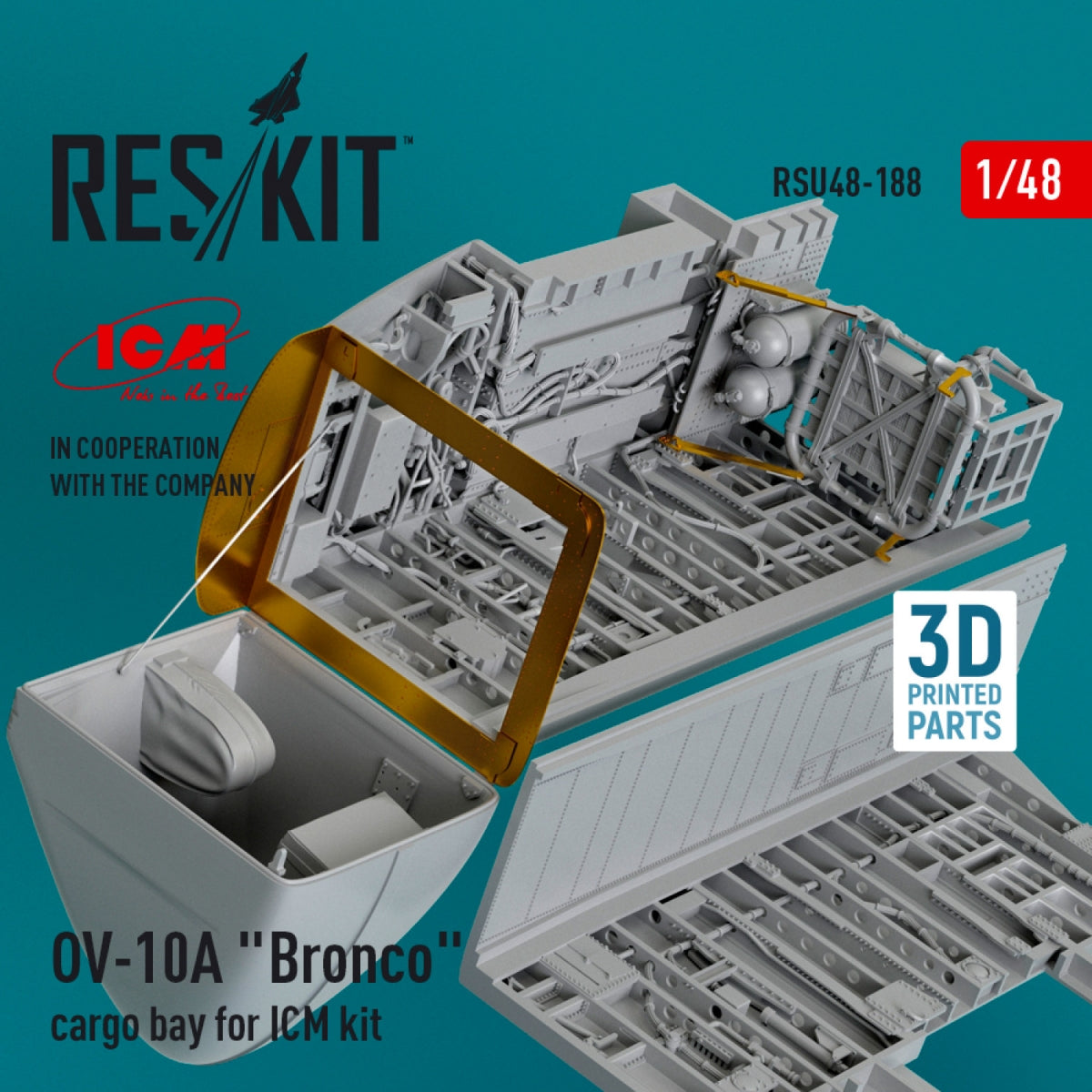 RESKIT RSU48-0188 OV-10A &amp;quot;Bronco&amp;quot; cargo bay for ICM kit (3D Printed) 1/48 – image 2