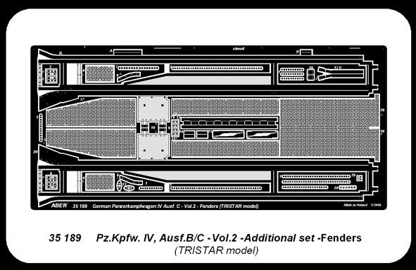 Aber 35189 German medium tank Pz.Kpfw. IV, Ausf.B/C - vol. 2 - additional set - fenders 1/35 – image 3