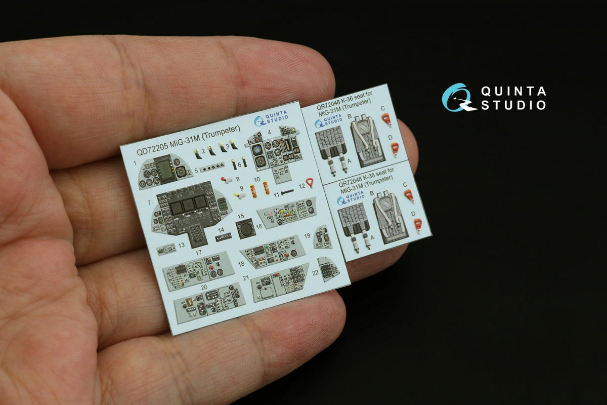 Quinta Studio QD72205 MiG-31M 3D-Printed &amp;amp; coloured Interior on decal paper (Trumpeter) 1/72 – zdjęcie 9