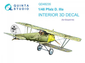 Quinta Studio QD48235 Pfalz D.IIIa 3D-Printed &amp;amp; colored Interior on decal paper (Eduard) 1/48