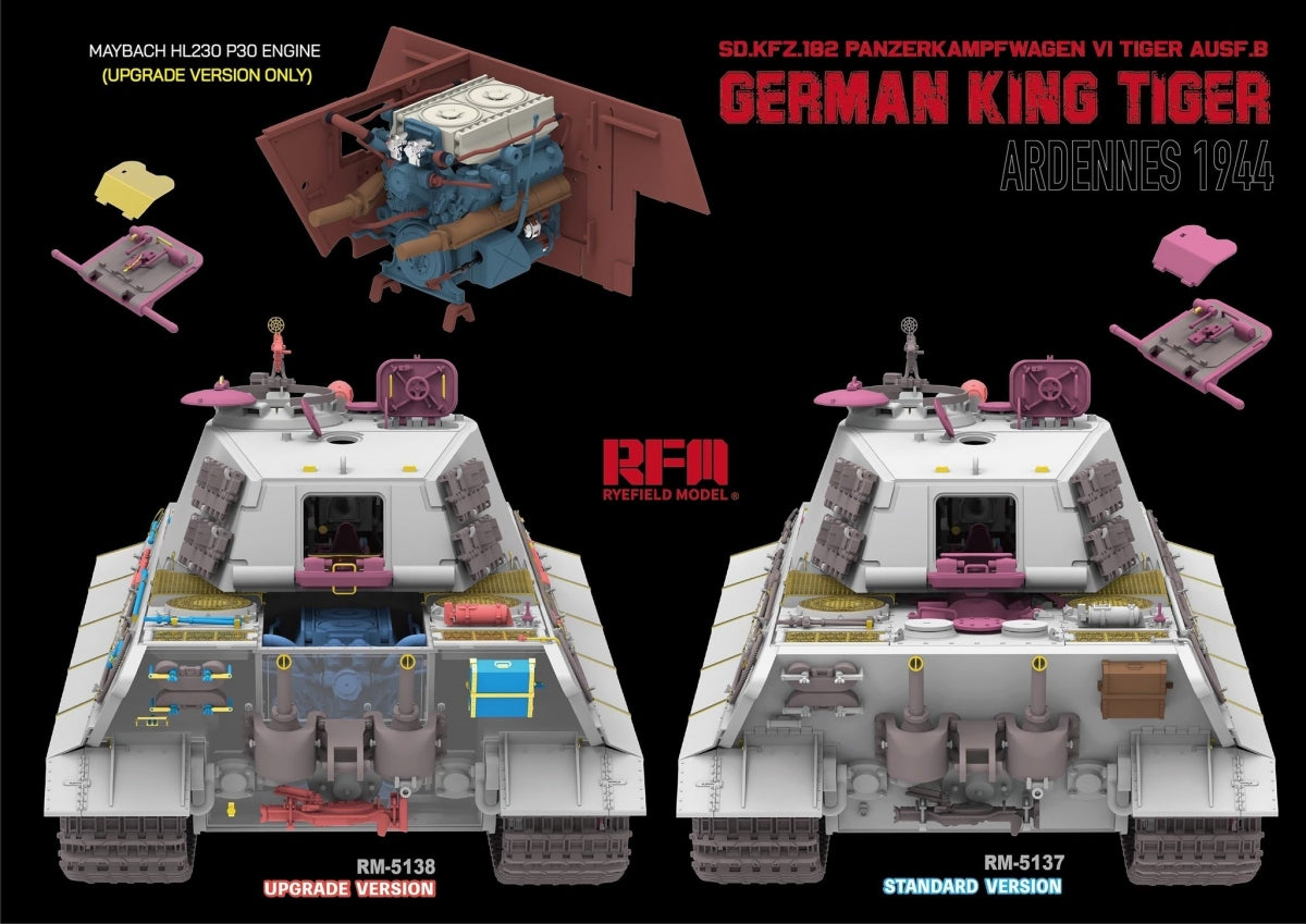 Rye Field Model 5137 German King Tiger Pz.Kpfw. VI Ausf. B Ardennes 1944 Standart Version 1/35 – zdjęcie 5