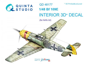 Quinta Studio QD48177 Bf 109E 3D-Printed &amp;amp; coloured Interior on decal paper (for Airfix kit) 1/48