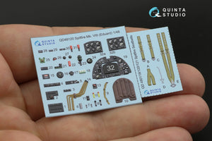 Quinta Studio QD48120 Spitfire Mk.VIII 3D-Printed &amp;amp; coloured Interior on decal paper (Eduard) 1/48 – zdjęcie 2