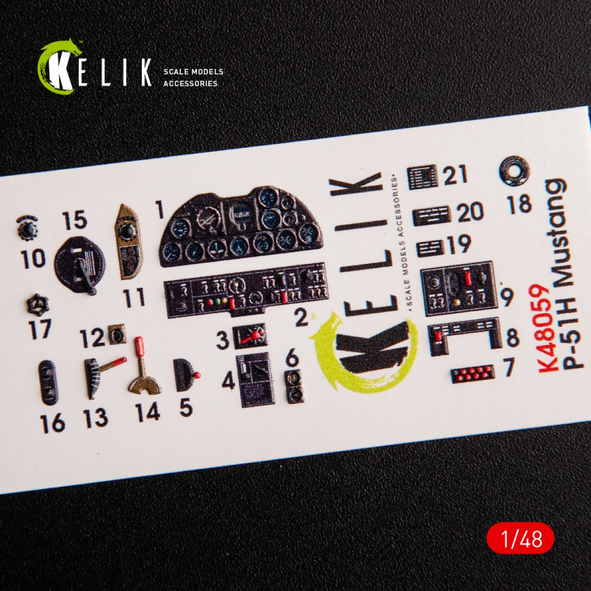 Kelik K48059 P-51H Mustang interior 3D decals for Modelsvit kit 1/48