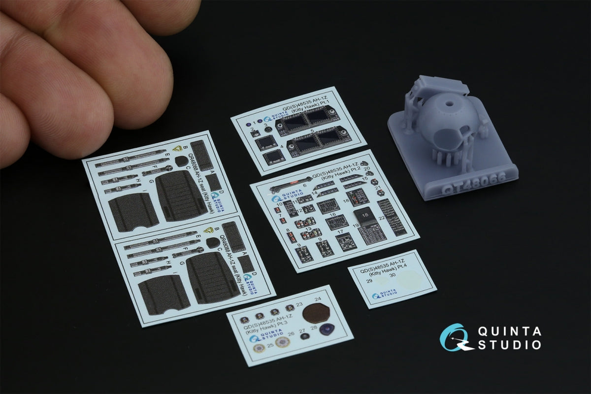 Quinta Studio QD+48535 AH-1Z Zulu Cobra/Viper 3D-Printed &amp;amp; coloured Interior on decal paper (KittyHawk) (with 3D-printed resin parts) 1/48 – zdjęcie 2