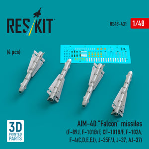 RESKIT RS48-0431 AIM-4D &amp;quot;Falcon&amp;quot; missiles (4 pcs) (3D Printed) 1/48