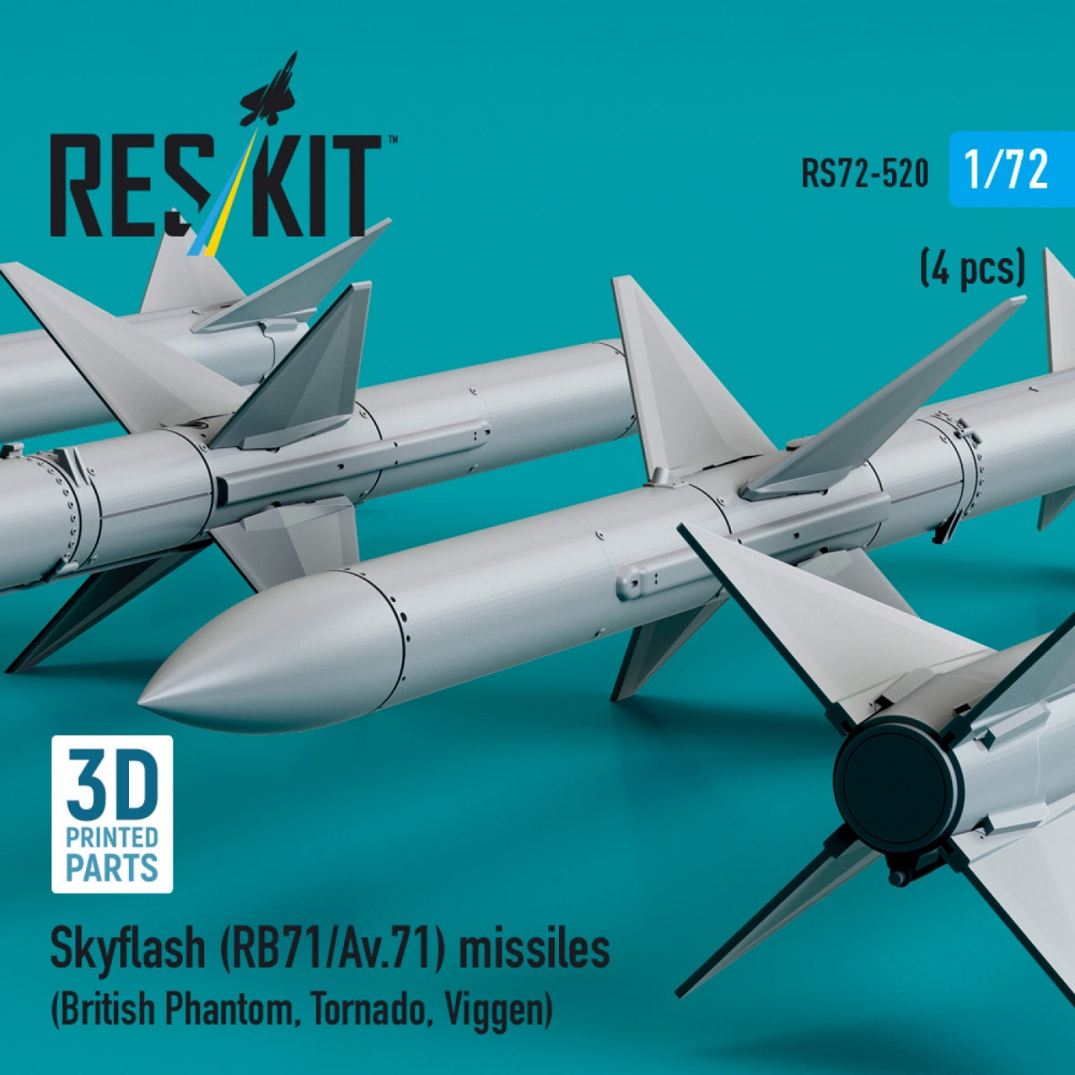 RESKIT RS72-0520 Skyflash (RB71/Av.71) missiles (4 pcs) (3D Printed) 1/72 – image 3