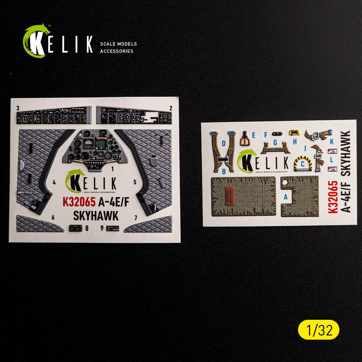 KELIK K32065 A-4E/F SKYHAWK - interior 3D decals for Hasegawa kit 1/32 – obrázek 2