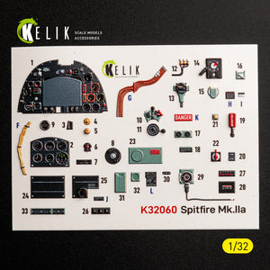 KELIK K32060 Spitfire Mk.11a - interior 30 decals for Revell kit 1/32 – obrázek 3