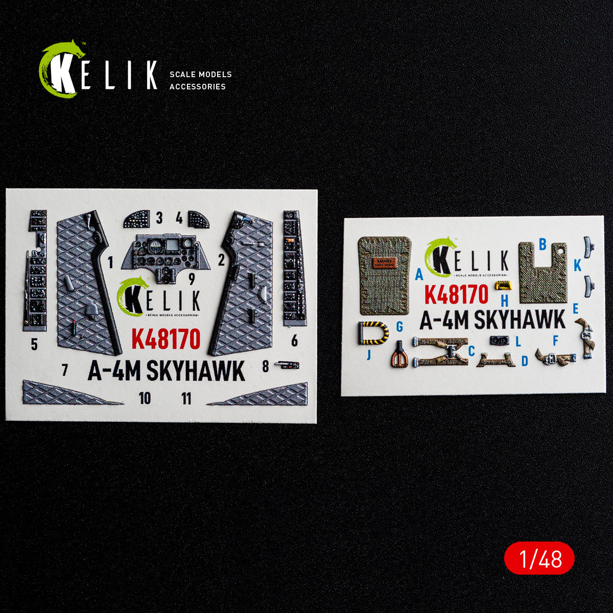 KELIK K48170 A-4M SKYHAWK - interior 3D decals for Hasegawa kit (1/48)