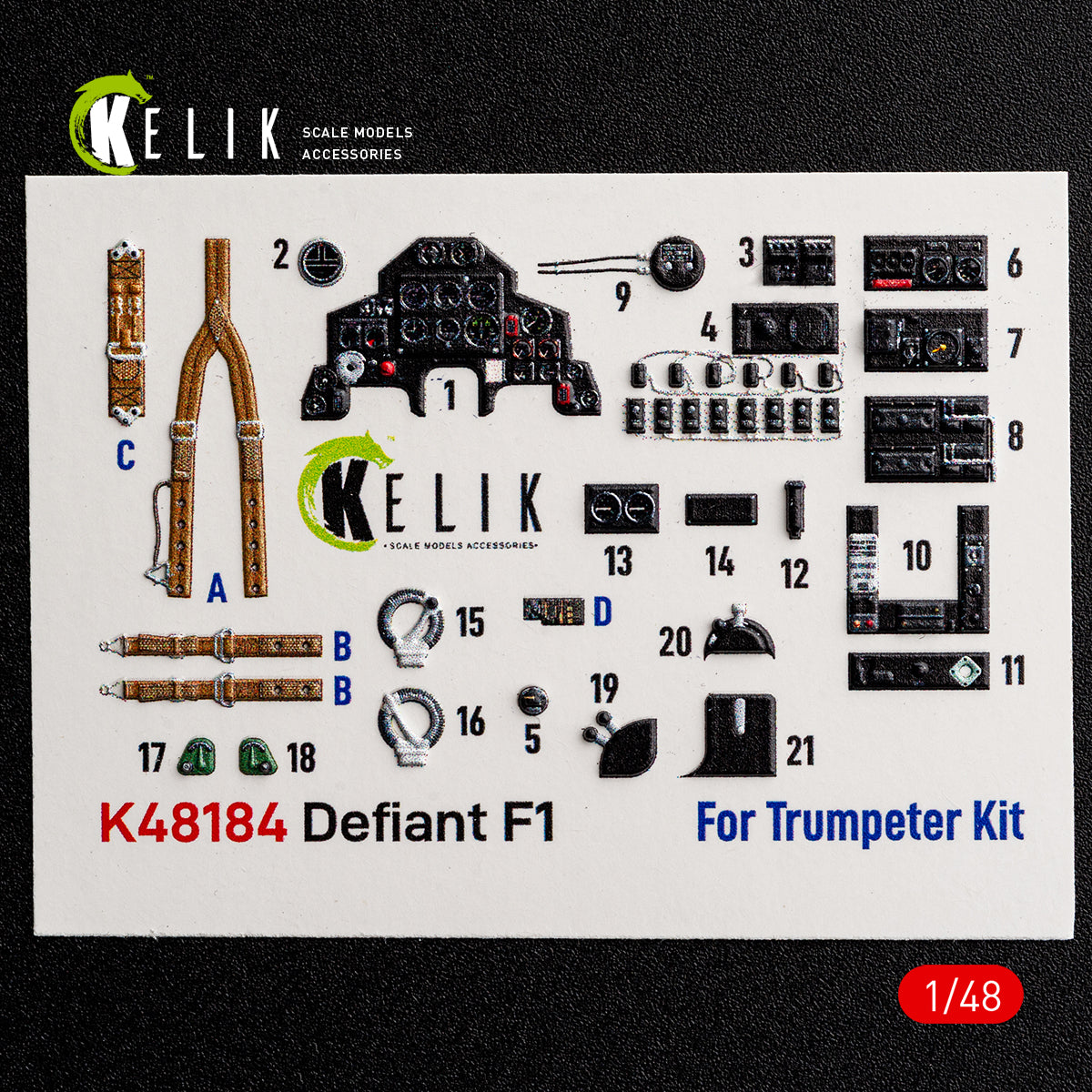 KELIK K48184 Defiant Fi - interior 3D decals for Trumpeter kit 1/48 – obrázek 7