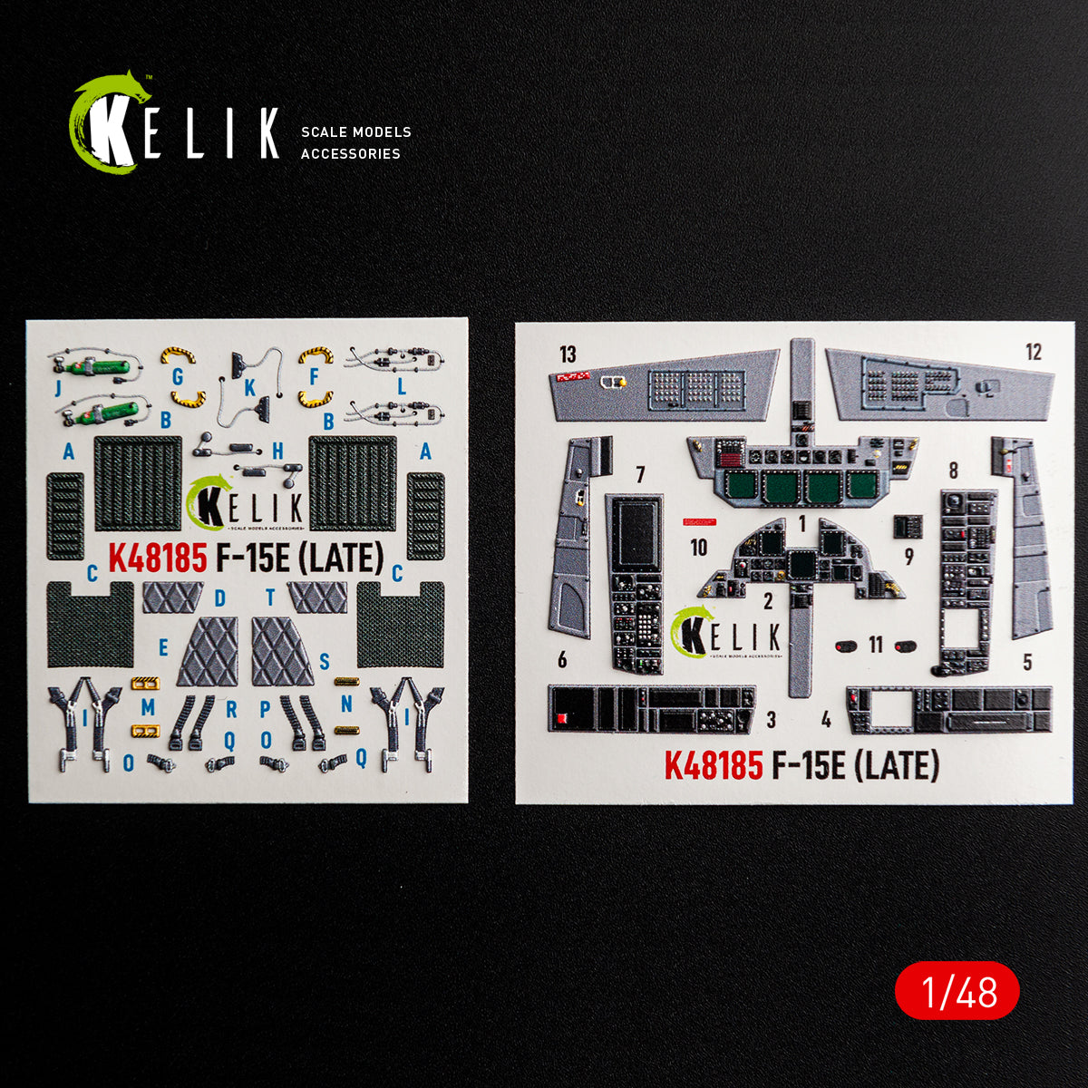KELIK 48185 F-15E (Late) - interior 3D decals for Hasegawa kit 1/48 – zdjęcie 2
