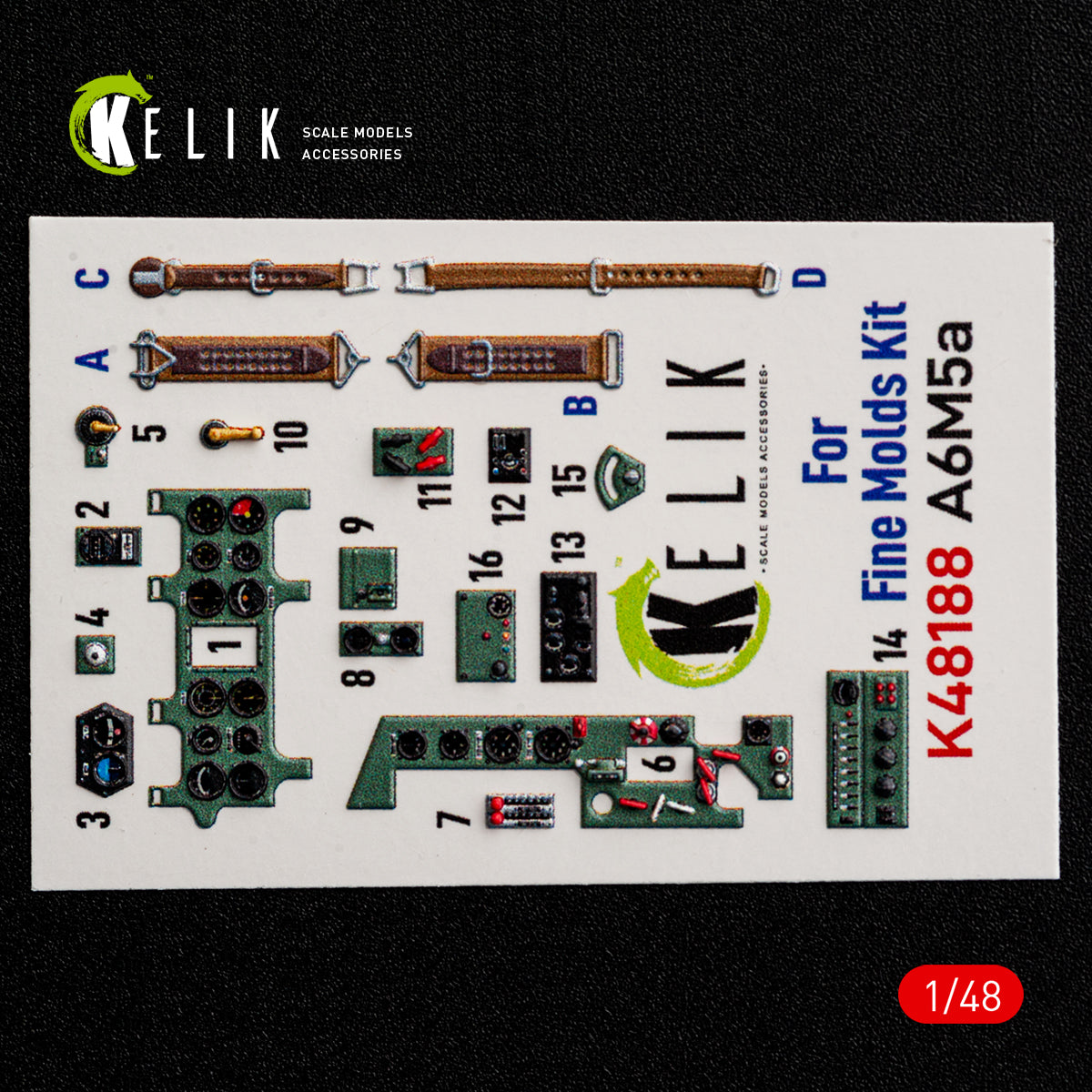 KELIK K48188 A6M5a - interior 3D decals for Fine Molds kit 1/48 – image 2