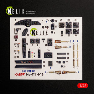 KELIK K48191 He-111 H-16 - interior 3D decals for ICM kit 1/48 – imagen 2