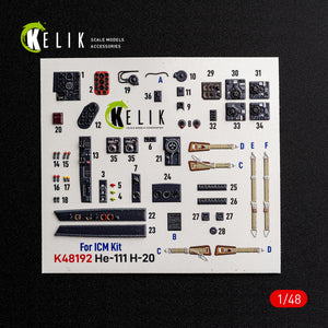 KELIK K48192 He-111 H-20 - interior 3D decals for ICM kit 1/48 – image 2