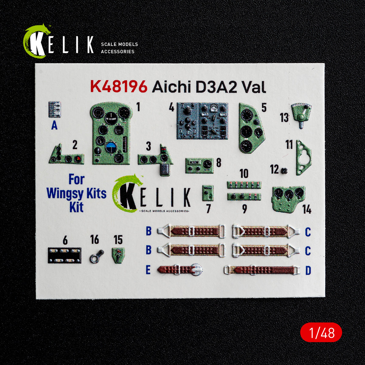 KELIk Aichi K48196 D3A2 Val - interior 3D decals for Wingsy Kits kit 1/48 – image 2