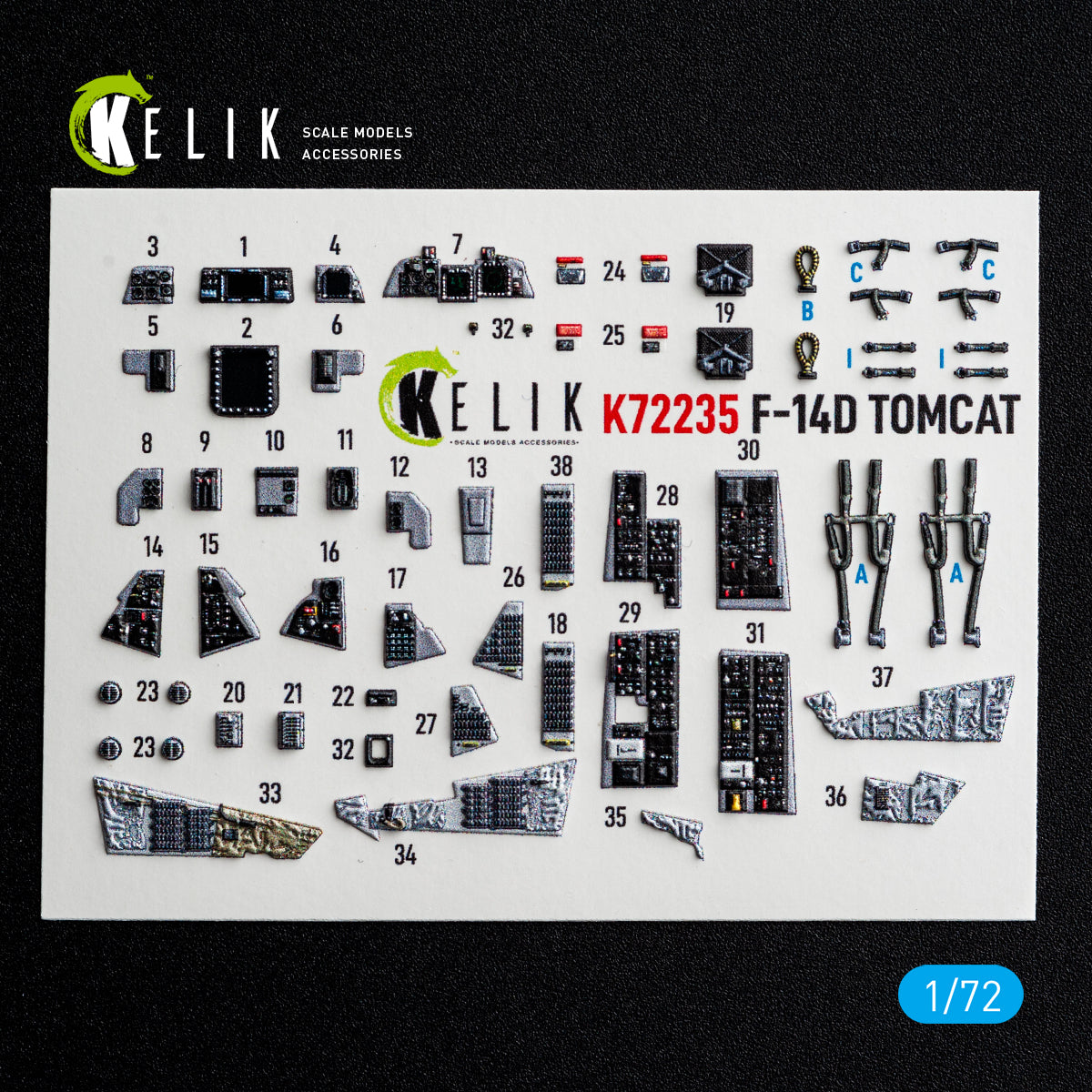 KELIK K72235 F-140 Tomcat - interior 3D decals for Tamiya kit 1/72 – Bild 2