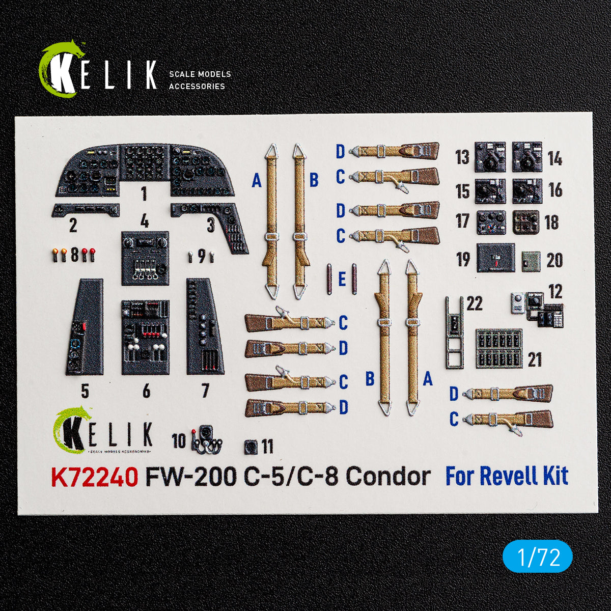 KELIK K72240 FW-200 C-5/C-8 - interior 30 decals for Revell kit 1/72 – immagine 2