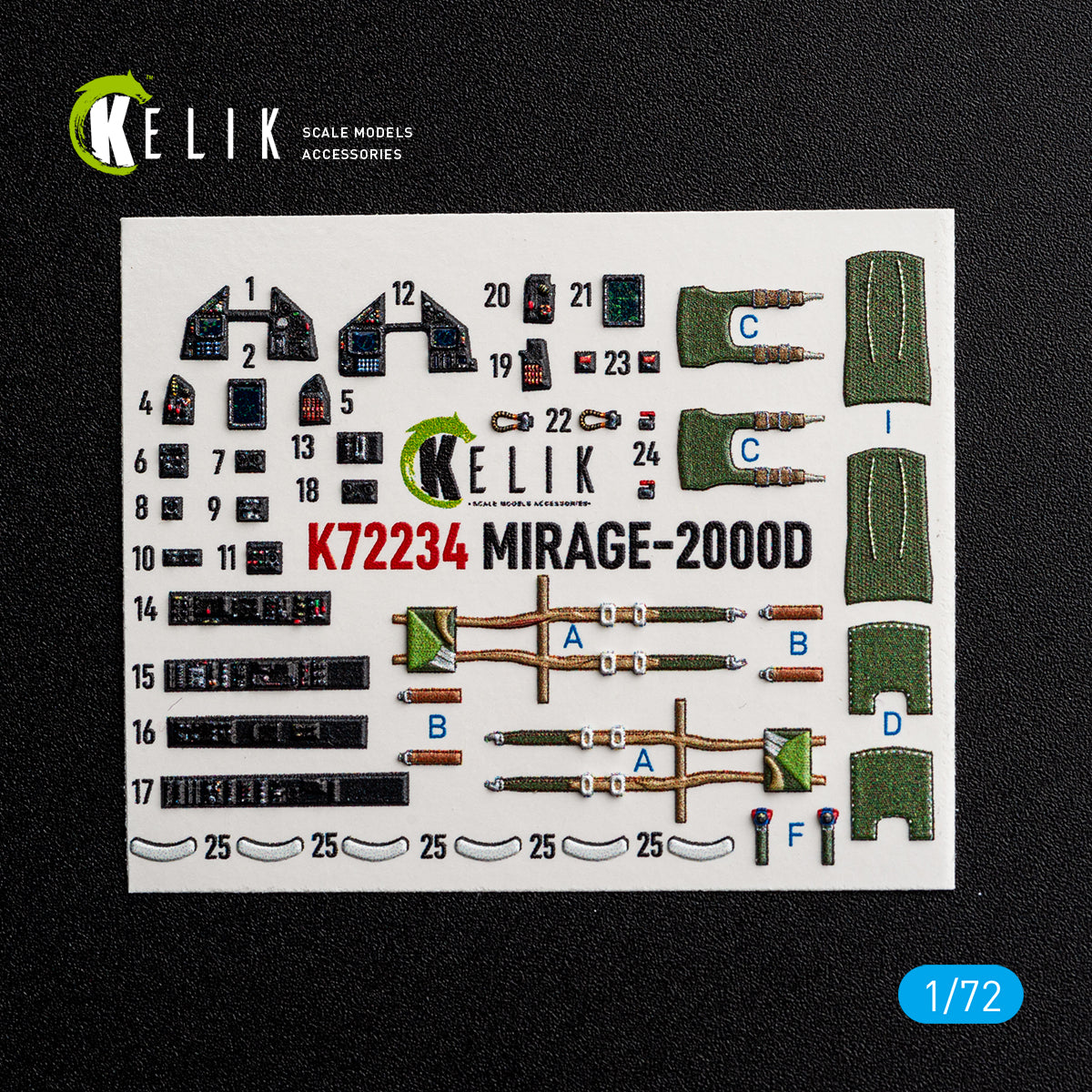 KELIK K72234 Mirage-20000 - interior 3D decals for DreamModel kit 1/72 – obrázek 3