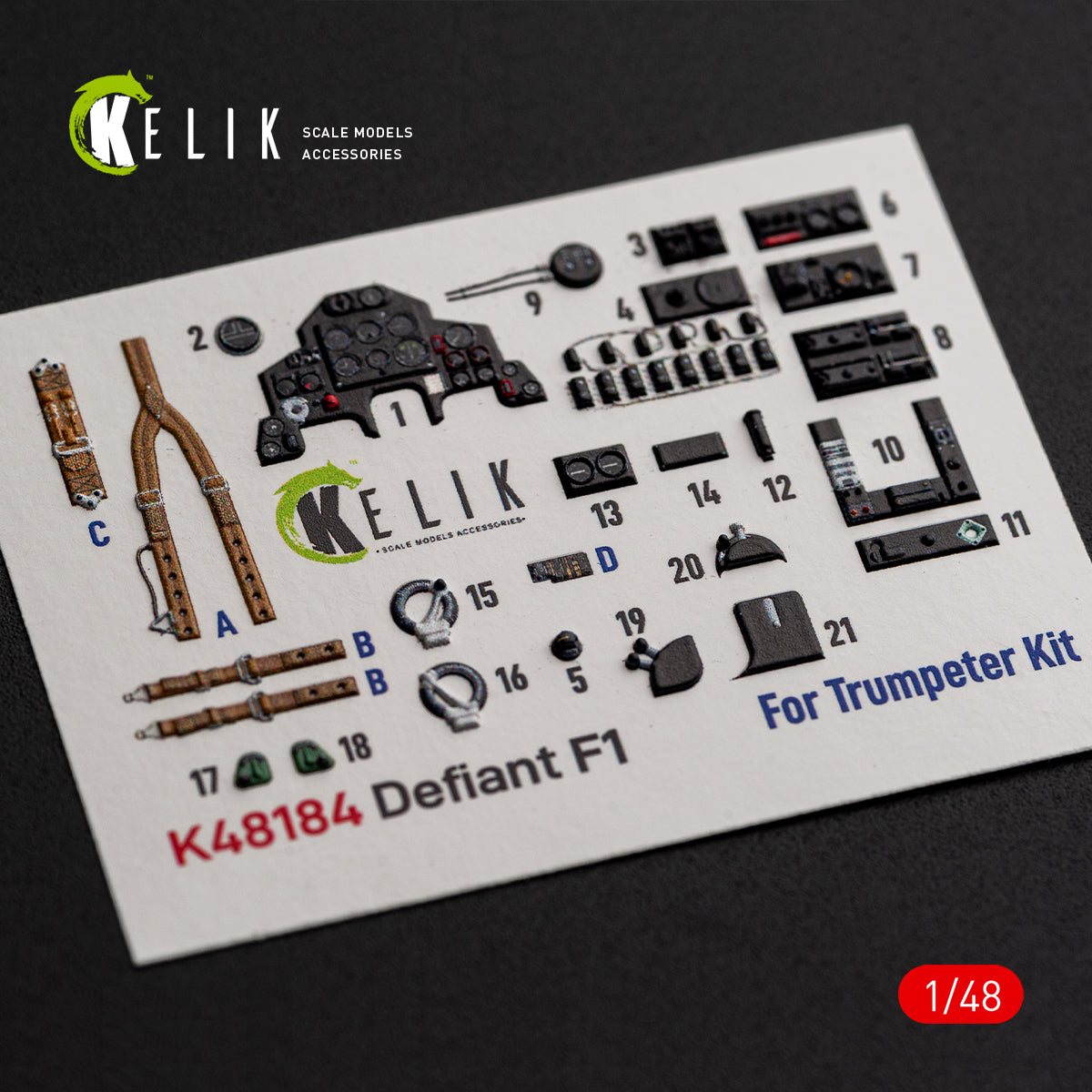 KELIK K48184 Defiant Fi - interior 3D decals for Trumpeter kit 1/48 – obrázek 8