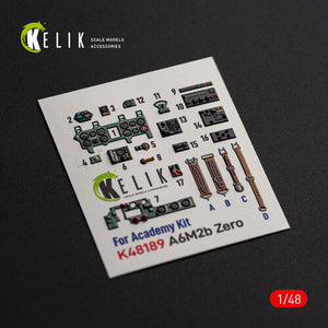 KELIK K48189 A6M2b Zero - interior 3D decals for Academy kit 1/48